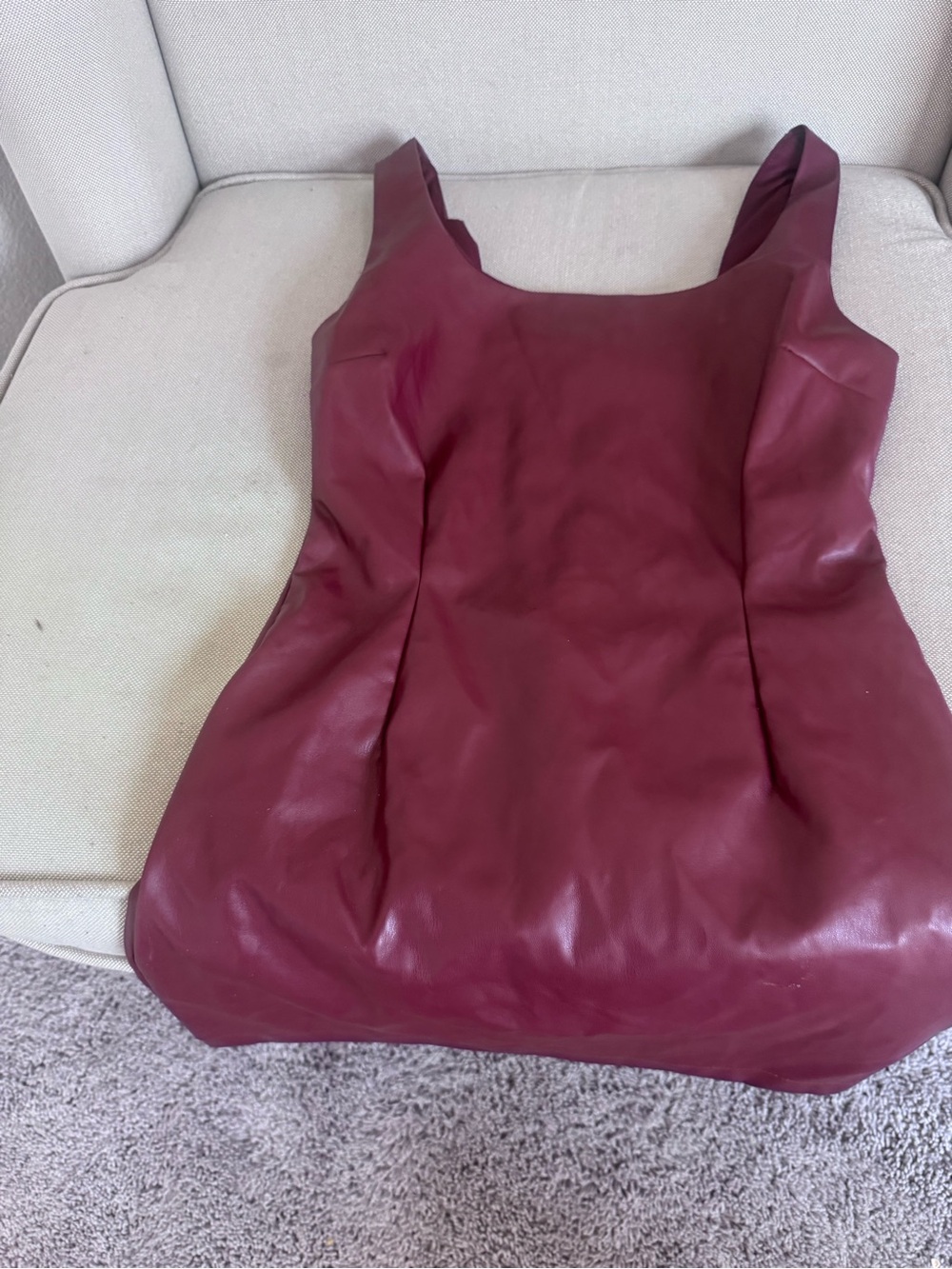 iris Faux Leather Burgundy Tank Top